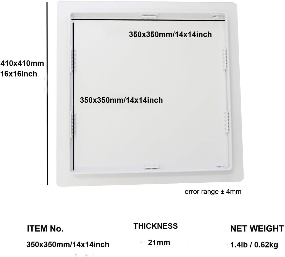 Access Panel for Drywall - 14 x 14 inch - Wall Hole Cover - Access Door - Plumbing Access Panel for Drywall - Heavy Durable Plastic White