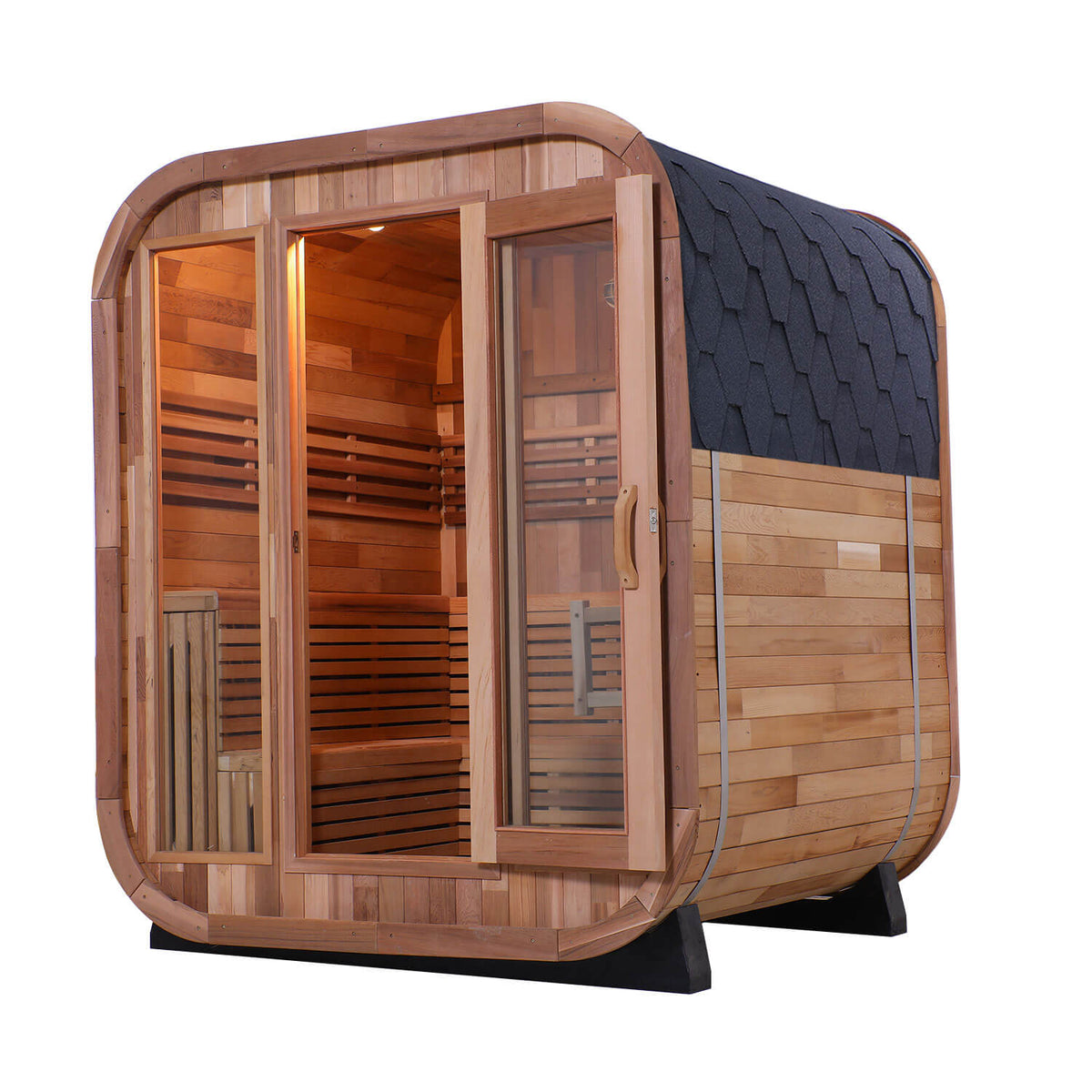 Outdoor Red Cedar Cube Steam Sauna - 6.6ft x 6.6ft - 6000W