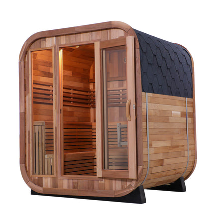 Outdoor Red Cedar Cube Steam Sauna - 6.6ft x 6.6ft - 6000W
