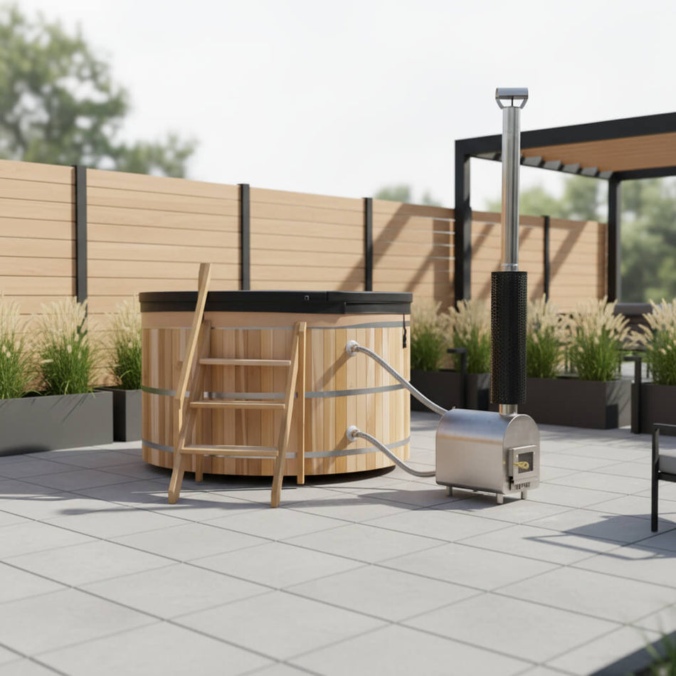 71in Red Cedar Wood-Fired Outdoor Hot Tub - 4-6 Person Spa