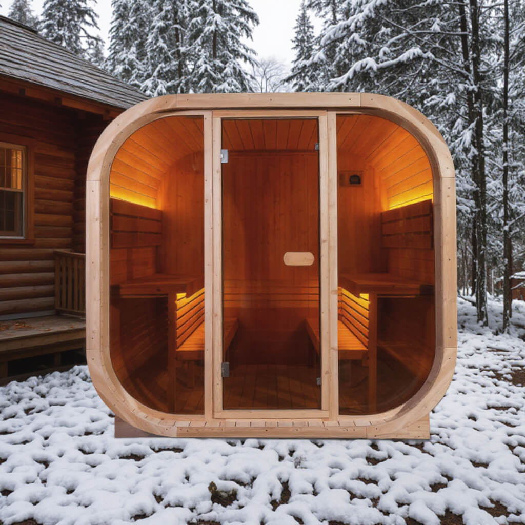 6-Person Outdoor Cube Steam Sauna - Panoramic Glass & ETL