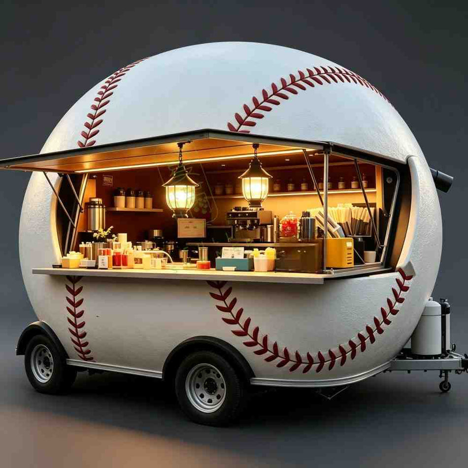 Baseball-Shaped Mobile Food Trailer & Outdoor Concession Stand