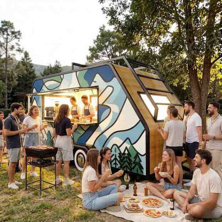 Capsule Food Trailer with Flat Roof Storage & Complete Kitchen