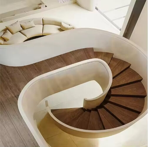 Chanmel Curved Stairs with Glass Railings