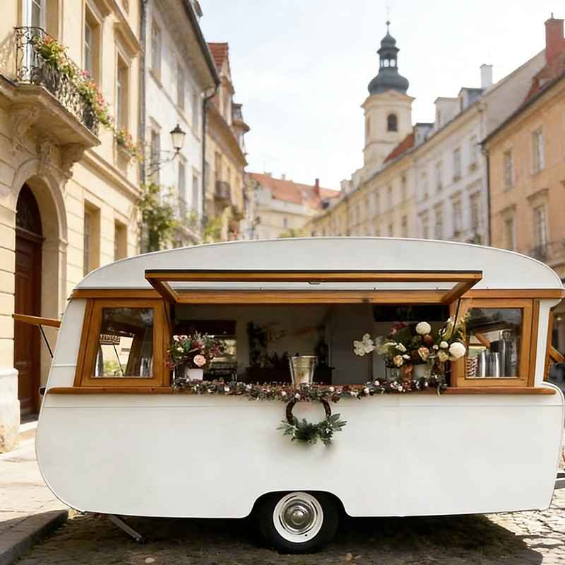 Custom Vintage Aluminum Square Mobile Food Trailer & Mobile Salon Cart