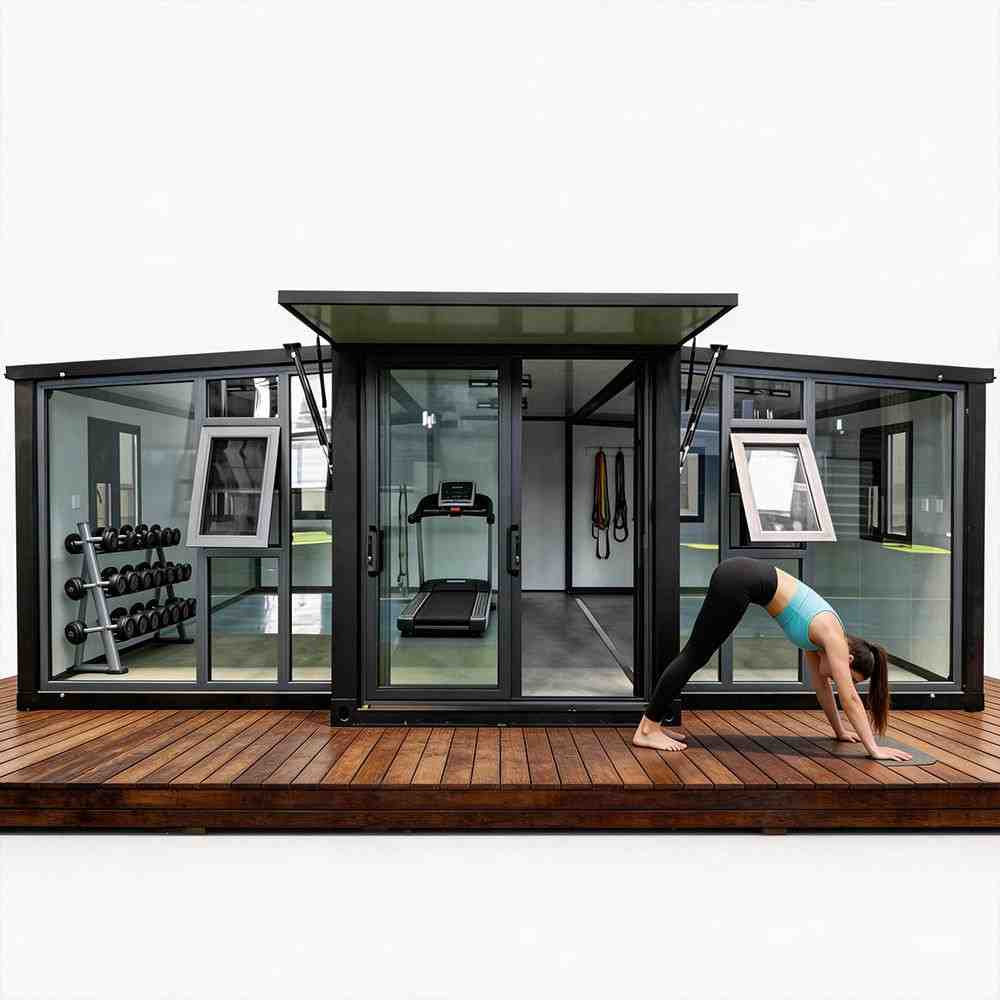 Expandable Modular Glass-Walled Outdoor Gym