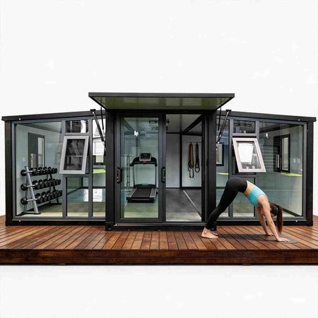 Expandable Modular Glass-Walled Outdoor Gym