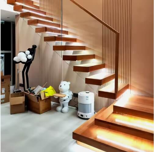 Floating Stairs Solid Wood Pedal IED Light