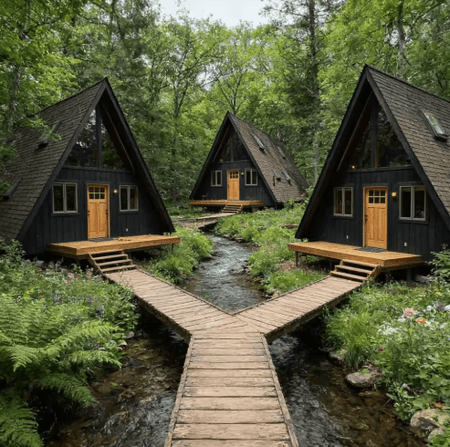 Modern A-Frame Prefab Cabin - Modular Steel Guest House