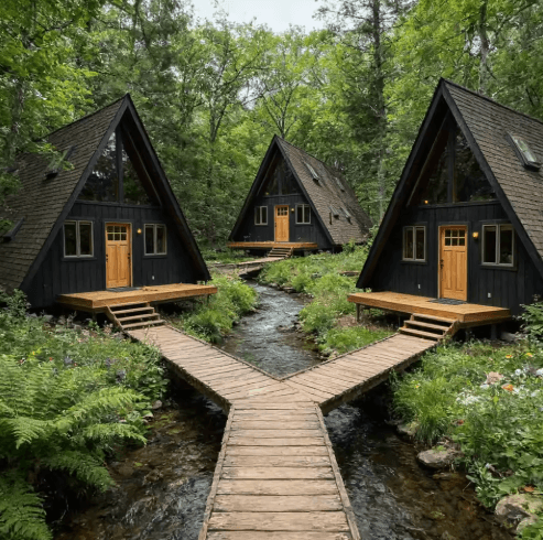 Modern A-Frame Prefab Cabin - Modular Steel Guest House