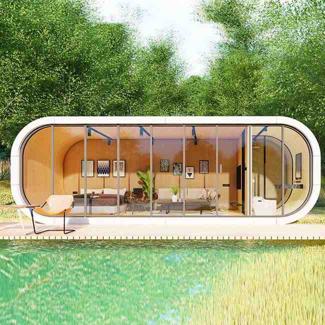 Modern Prefab Apple Cabin with Glass Curtain Wall & Graphene Floor Heating
