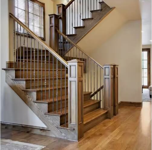 Oak Wood Staircase U-type Interior Stairs