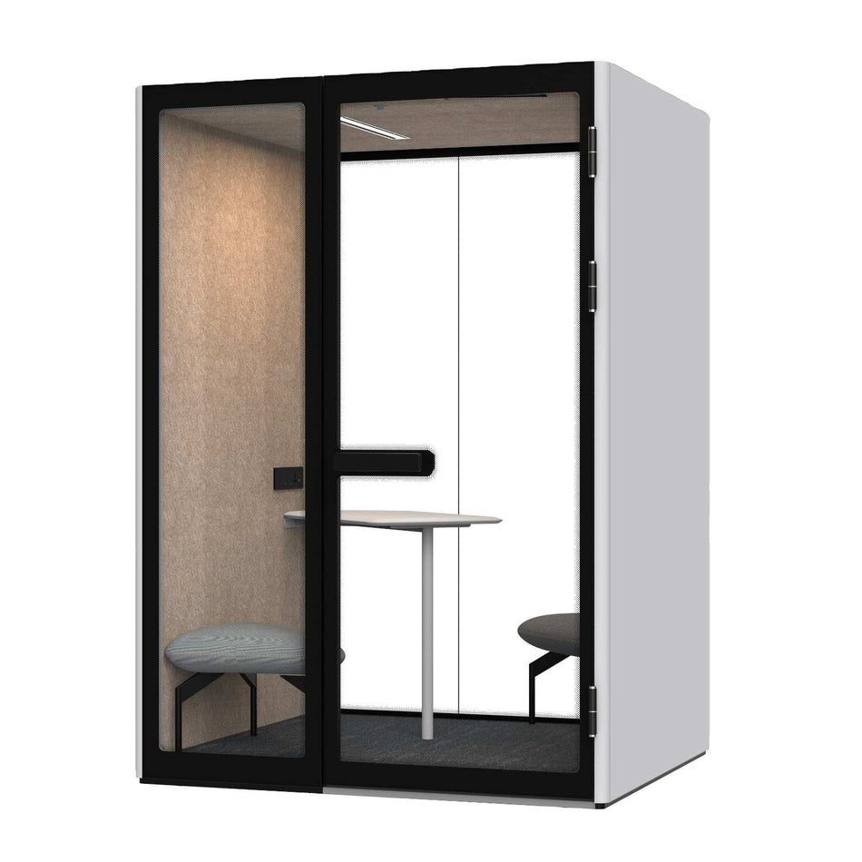 2-Person Soundproof Office Pod – 30dB Noise Cancelling Mobile Acoustic Booth with Built-in Desk & Ventilation