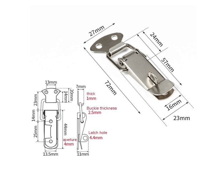 4Pcs Latch Catch Duck-mouth Buckle Hook Wooden Box Hasps Clamp Metal Spring Catch Clasp Loaded Draw Toggle Clamp Hasps