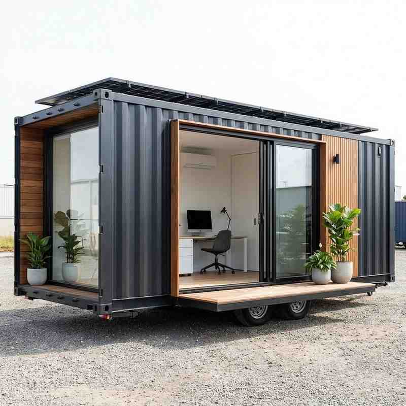 Square Sandwich Panel Prefab Container Office Trailer & Tiny Home