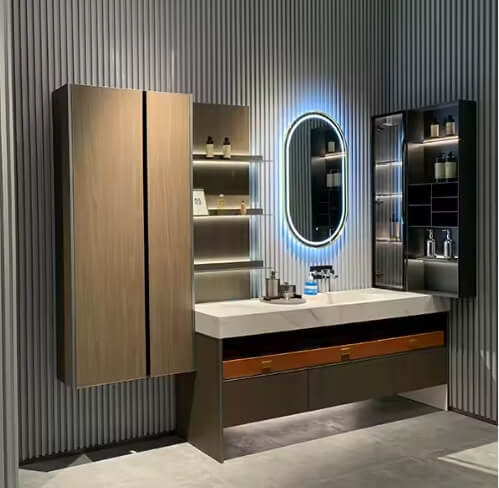 Bathroom Vanity Design with One Piece of Rack Slab