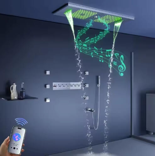 36*12inch Rain&Waterfall LED Shower Head With Music System