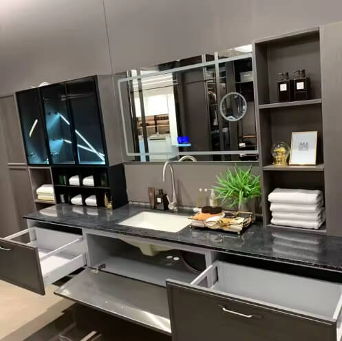 Stainless Steel Bathroom Vanities With Wall Mount Mirror