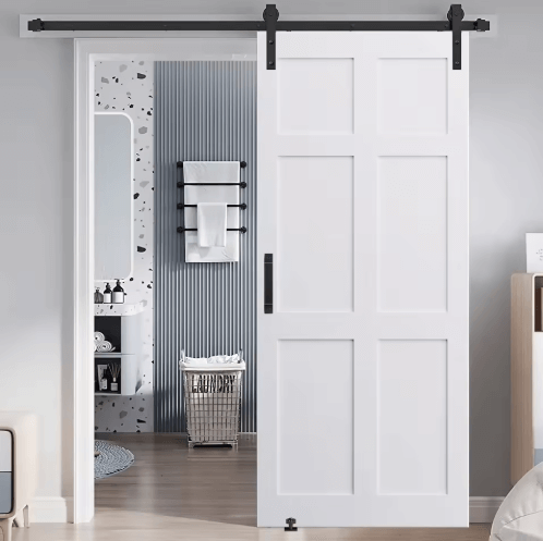 Modern Interior Barn Door Set 32\" X 80\" Six Paneled