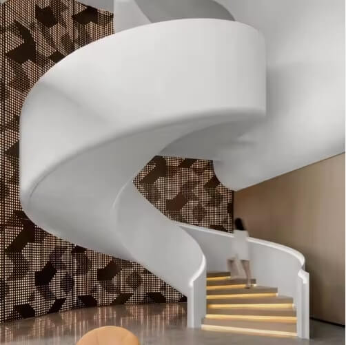 White indoor curved stairs