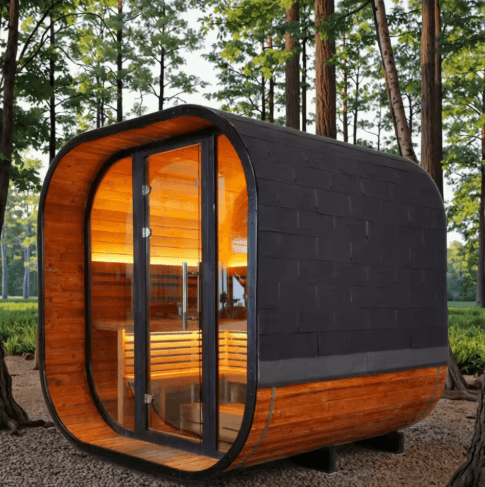 4-6 Person Outdoor Spruce Cube Steam Sauna | 6kW Heater