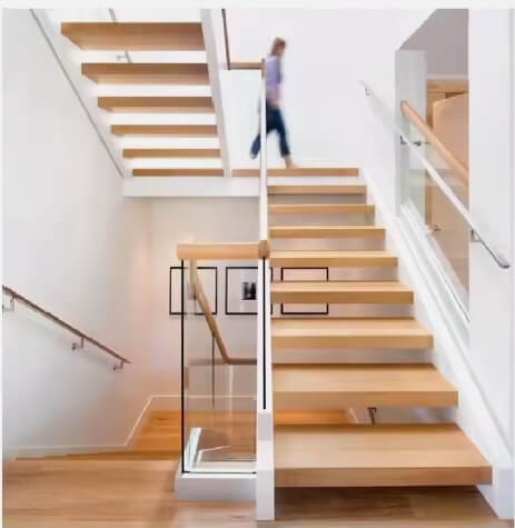 U Shape Straight Floating Metal Stairs